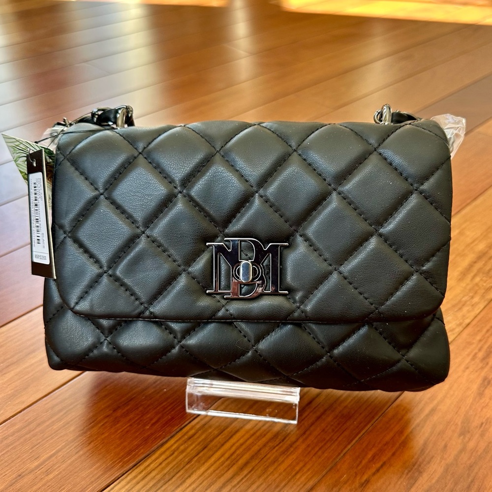 Badgley Mischka Black Quilted Crossbody Bag with Gunmetal Hardware. NWT - Picture 4 of 8